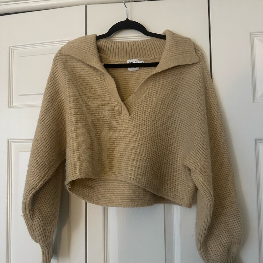 Princess Polly Tan V-Neck Oversized Sweater